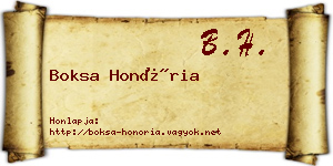 Boksa Honória névjegykártya